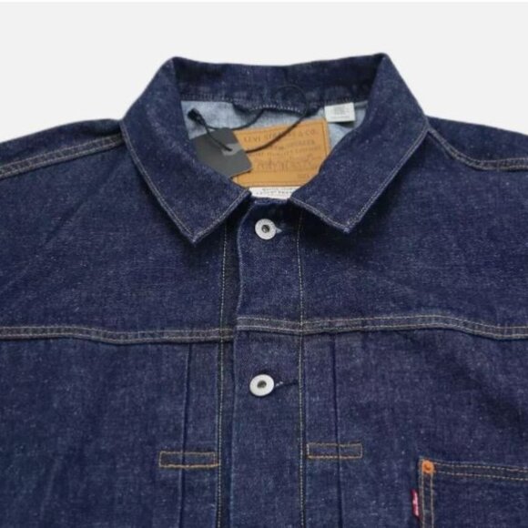 Levi's Premium Size L Type I Denim Jacket Selvedge Trucker Men's Dark Wash New - Picture 7 of 14